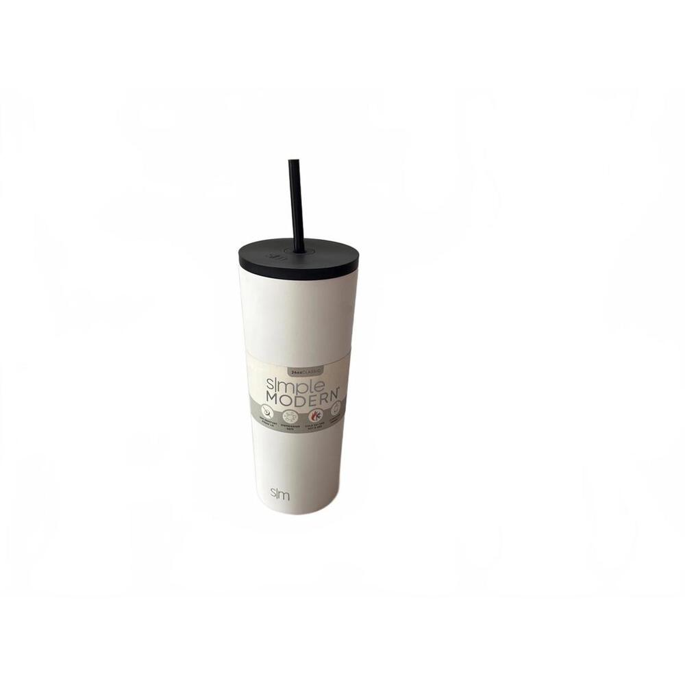 NEW Simple Modern Classic 24 Oz Tumblr Water Bottle w/ Straw White CLS-24-TGT-WW